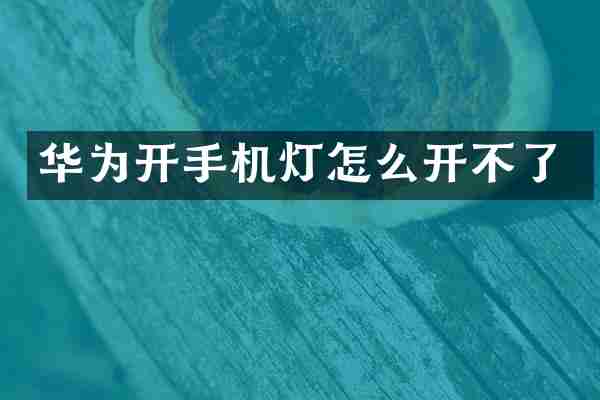 华为开手机灯怎么开不了