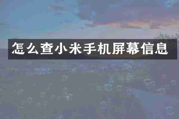怎么查小米手机屏幕信息