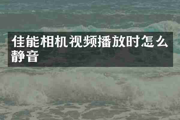 佳能相机视频播放时怎么静音