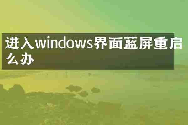 进入windows界面蓝屏重启怎么办