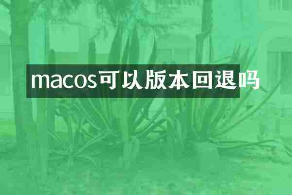 macos可以版本回退吗