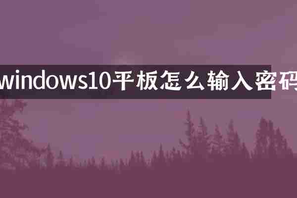 windows10平板怎么输入密码