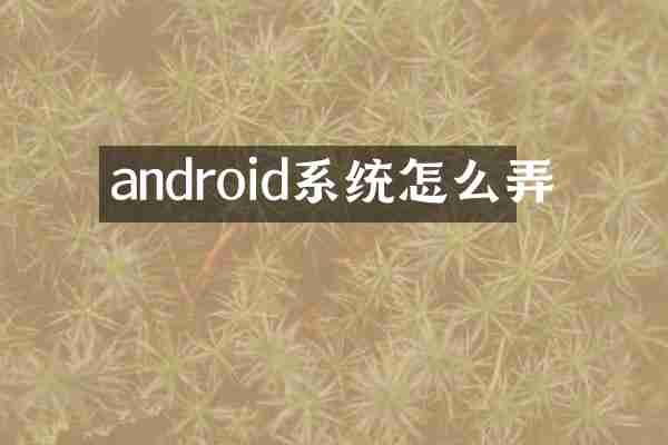 android系统怎么弄