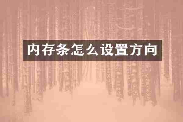 内存条怎么设置方向