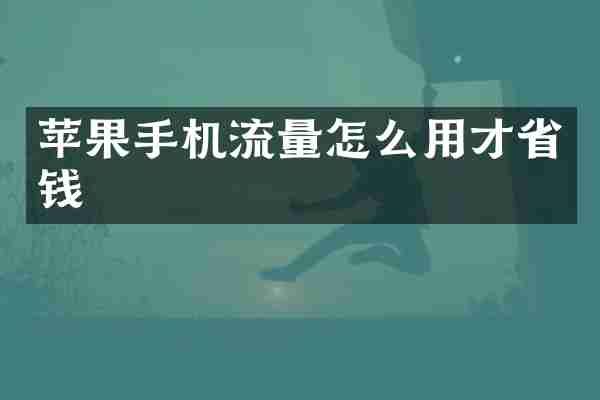苹果手机流量怎么用才省钱