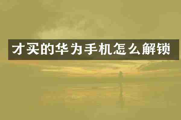 才买的华为手机怎么解锁