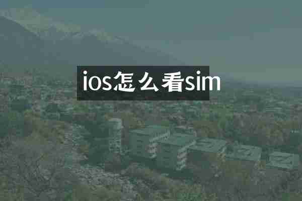 ios怎么看sim