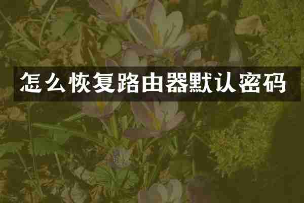 怎么恢复路由器默认密码