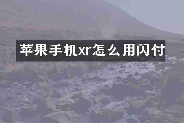 苹果手机xr怎么用闪付
