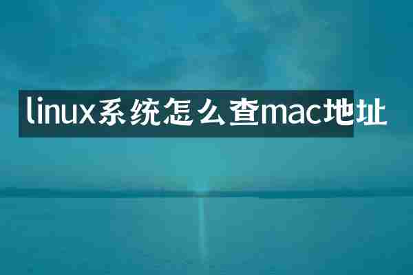 linux系统怎么查mac地址