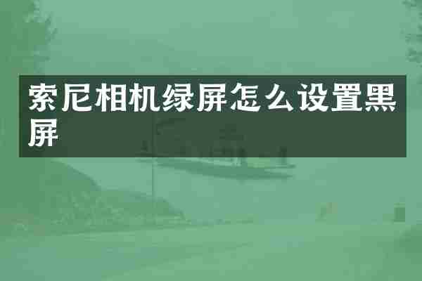 索尼相机绿屏怎么设置黑屏