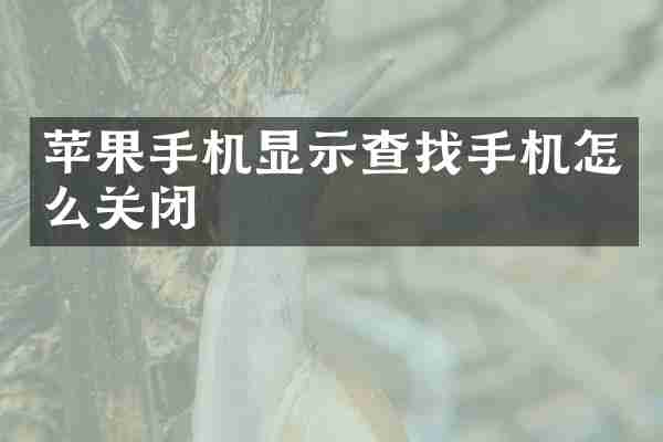 苹果手机显示查找手机怎么关闭
