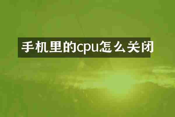 手机里的cpu怎么关闭