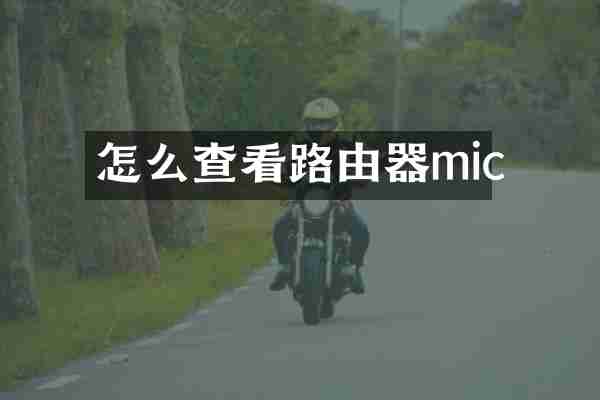 怎么查看路由器mic