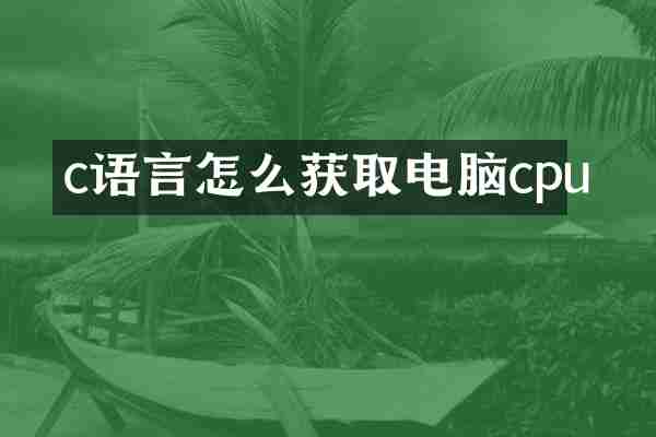 c语言怎么获取电脑cpu
