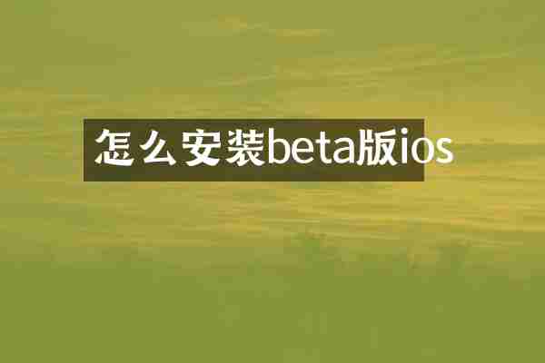 怎么安装beta版ios