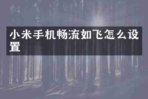 小米手机畅流如飞怎么设置