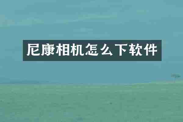 尼康相机怎么下软件