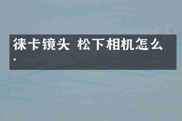 徕卡镜头 松下相机怎么样