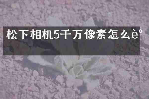 松下相机5千万像素怎么调