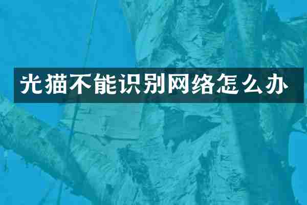光猫不能识别网络怎么办