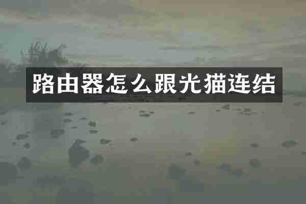 路由器怎么跟光猫连结