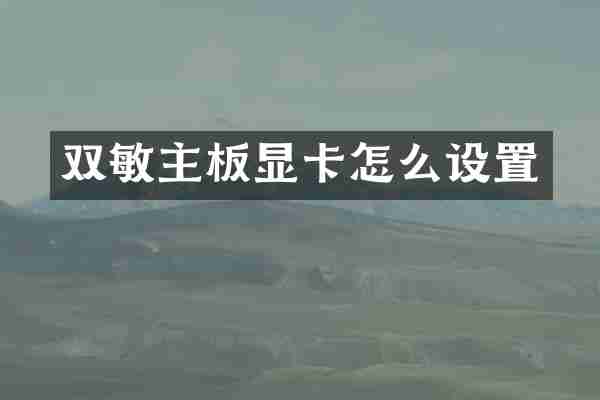 双敏主板显卡怎么设置