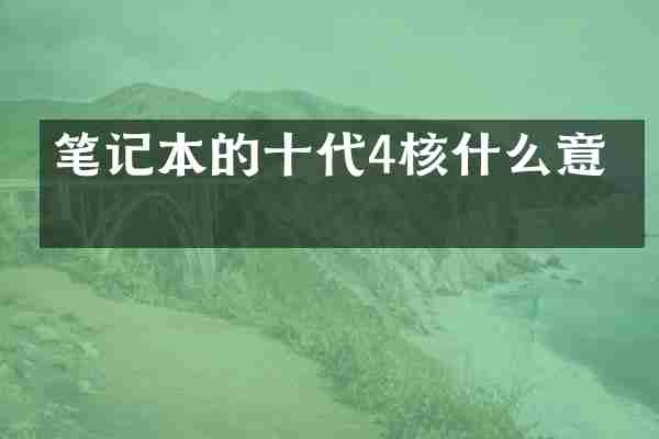 笔记本的十代4核什么意思