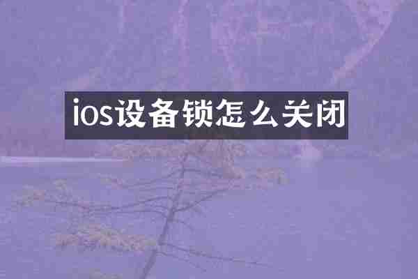ios设备锁怎么关闭
