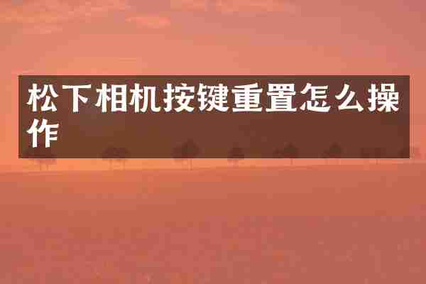 松下相机按键重置怎么操作