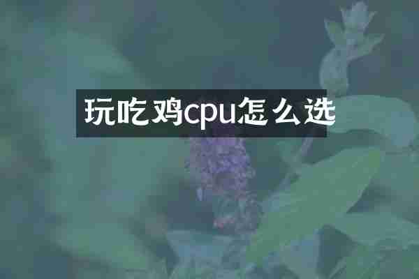 玩吃鸡cpu怎么选