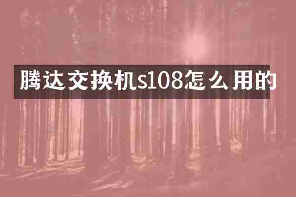 腾达交换机s108怎么用的