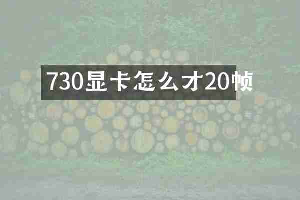 730显卡怎么才20帧