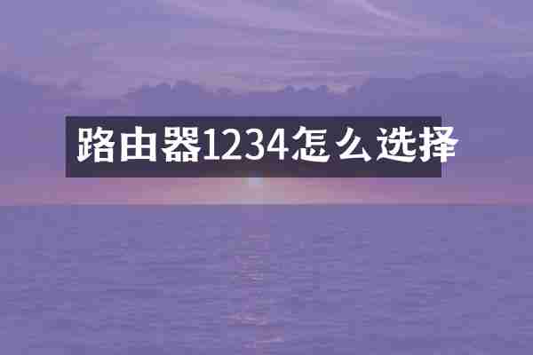 路由器1234怎么选择