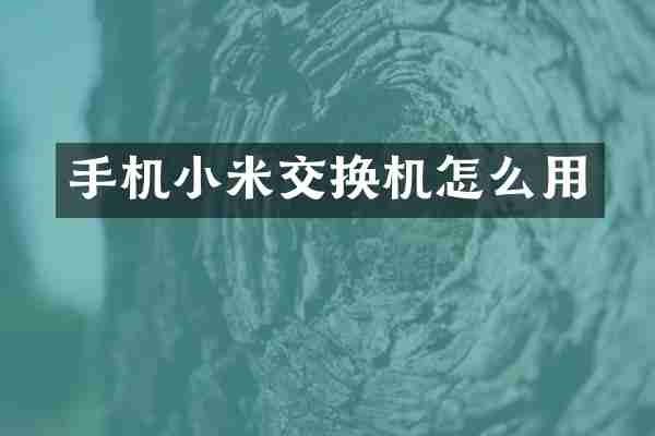 手机小米交换机怎么用