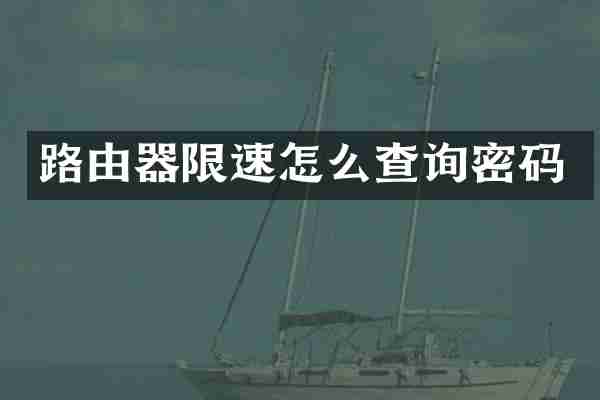 路由器限速怎么查询密码
