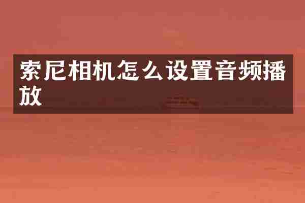 索尼相机怎么设置音频播放