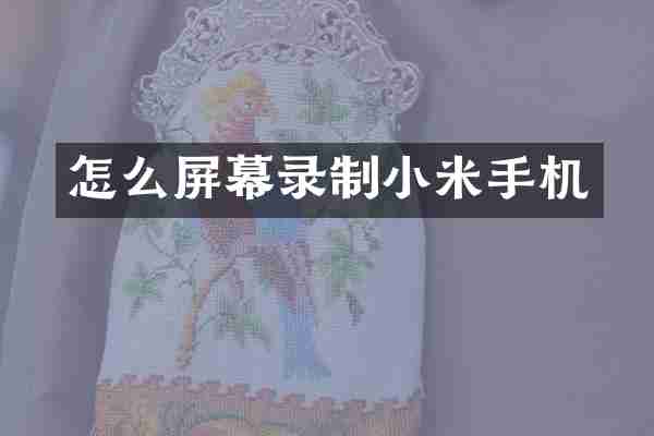 怎么屏幕录制小米手机