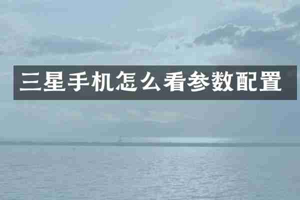 三星手机怎么看参数配置