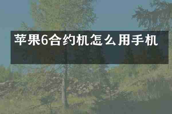 苹果6合约机怎么用