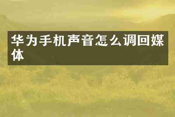 华为手机声音怎么调回媒体