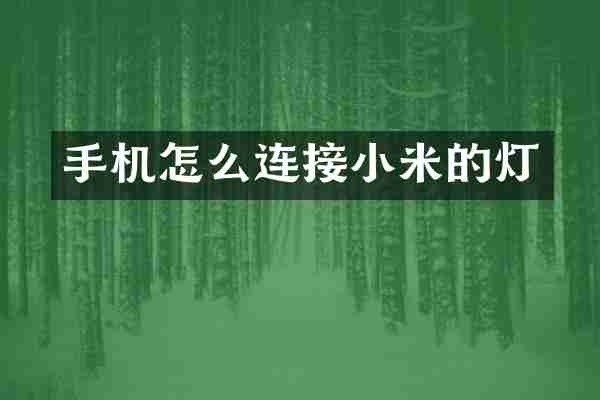 手机怎么连接小米的灯