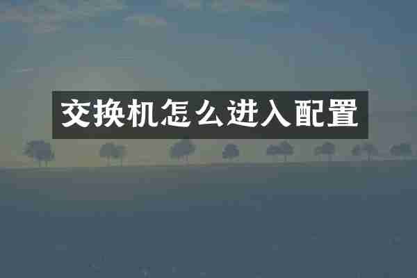 交换机怎么进入配置