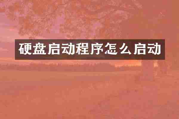 硬盘启动程序怎么启动