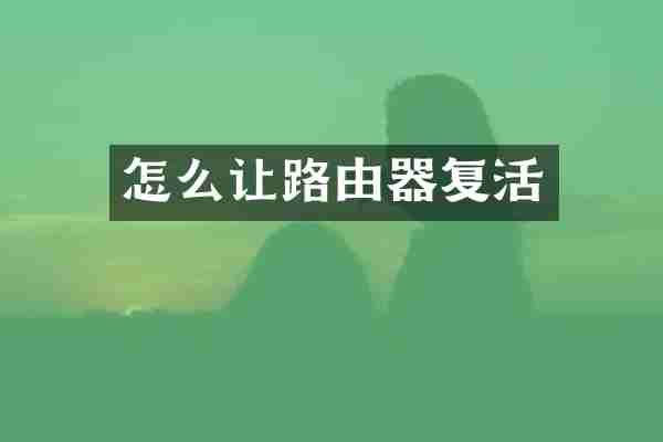 怎么让路由器复活