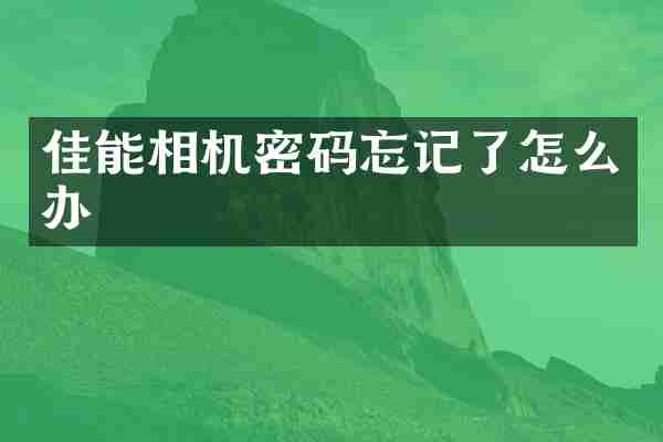佳能相机密码忘记了怎么办