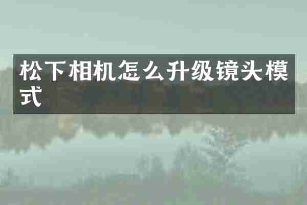 松下相机怎么升级镜头模式