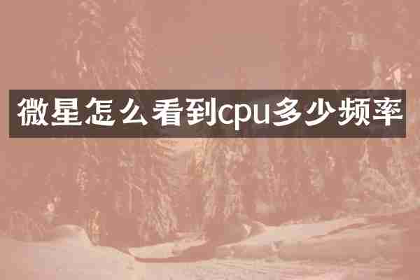 微星怎么看到cpu多少频率