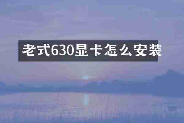 老式630显卡怎么安装