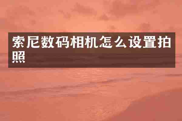 索尼数码相机怎么设置拍照